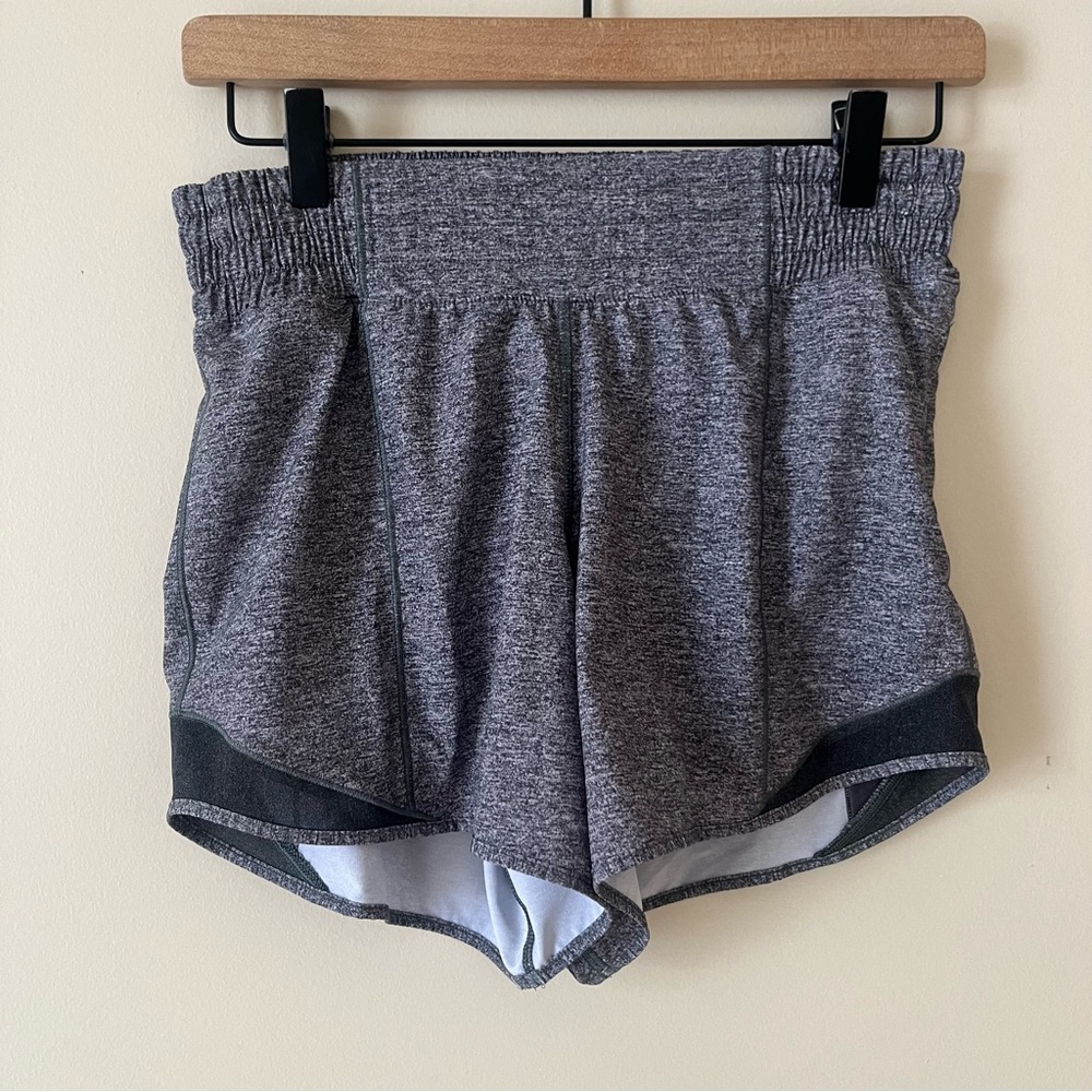Lululemon Hotty Hot Short *High-Rise Long 4" Heather Lux Multi Black 4